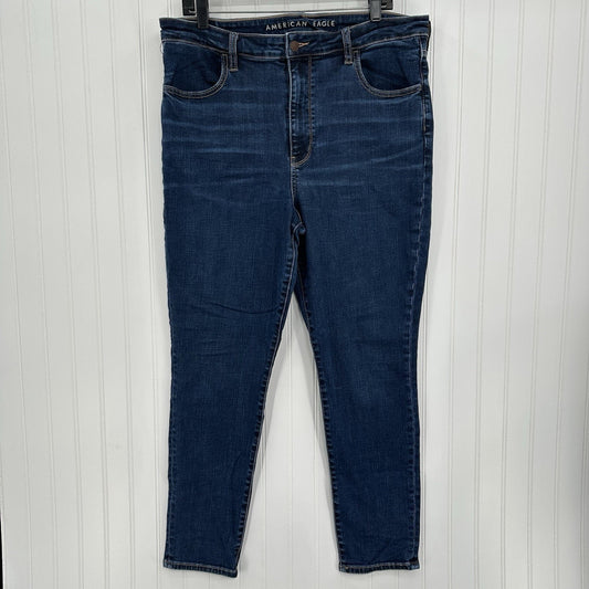 American Eagle Jeans Women 18 Super Hi Rise Jegging Blue Denim Dark Wash Comfort