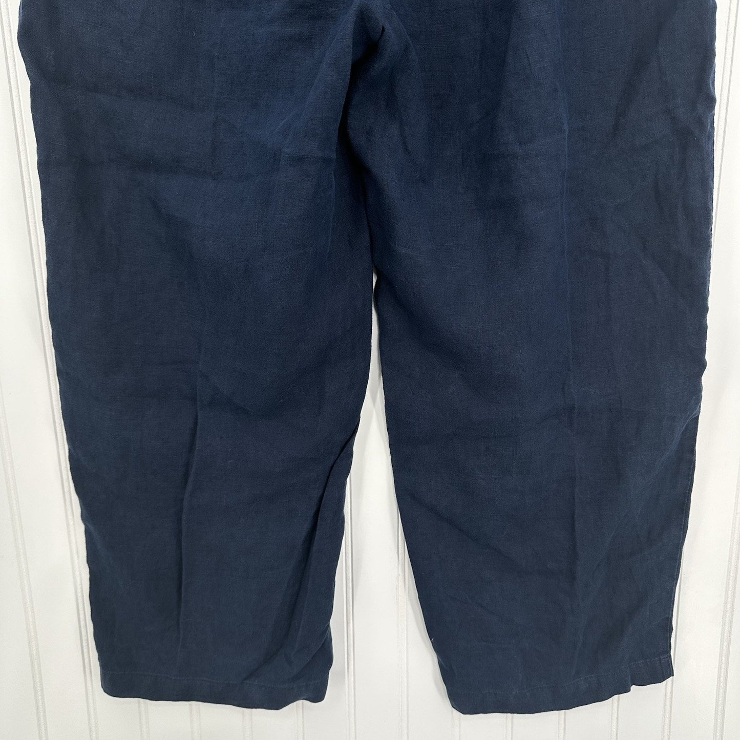 Quince Pants Womens XL Linen Crop Navy Blue Pull On Coastal Beach Lagenlook