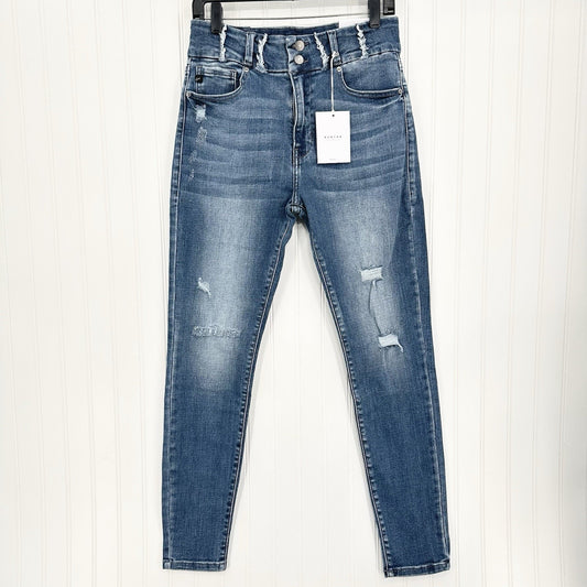 Kancan Jeans Womens 11 29 High Rise Super Skinny Blue Stretch Denim Distress NEW