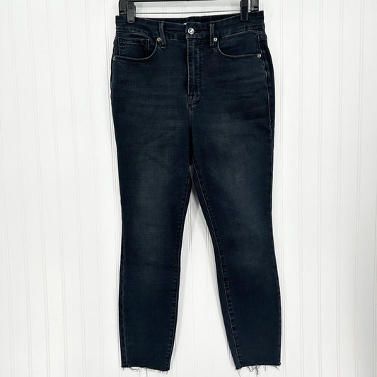 Good American Jeans Women 10 30 Good Waist Crop Skinny Ankle Blue Denim Fray EUC