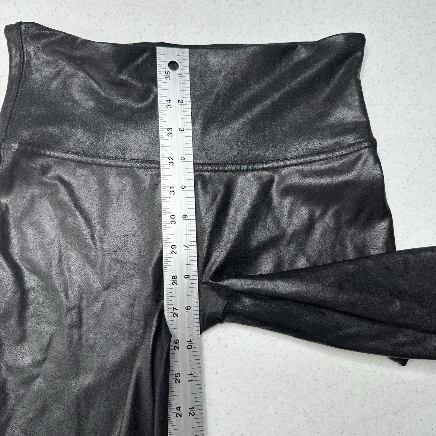 Spanx Leggings Womens Medium Faux Leather Black Pull On Shape Pants Slimming EUC