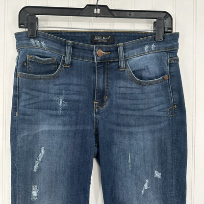 Judy Blue Jeans Womens 9 29 Relaxed Fit Blue Stretch Denim Dark Wash Distressed