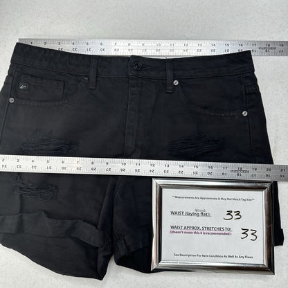 Kancan Shorts Womens Large High Rise Cuffed Black Jean Denim Distress Grunge EUC