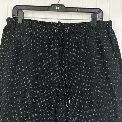 Eileen Fisher Pants Medium Wide Crop Black Polka Dot Pull On Tencel Coastal EUC