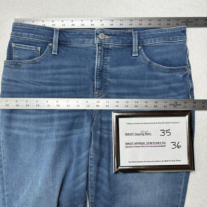 Chicos Jeans 2 US 12 So Slimming Girlfriend Slim Leg Crop Blue Fray Distressed
