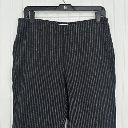 Sundance Pants Womens 6 Black Pinstripe Linen Cotton Coastal Contemporary