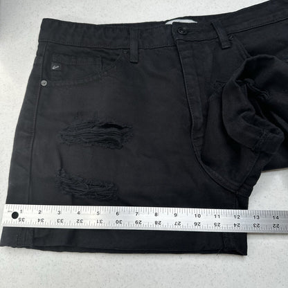 Kancan Shorts Womens Large High Rise Cuffed Black Jean Denim Distress Grunge EUC