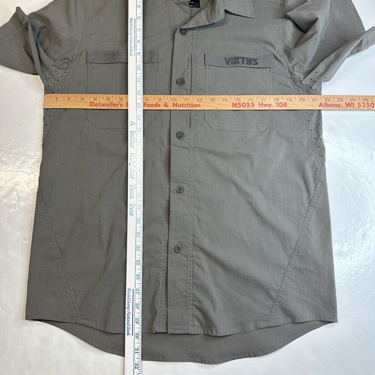 Viktos Shirt Mens Medium Sofari Ops Gray Short Sleeve Button Up Tactical EUC