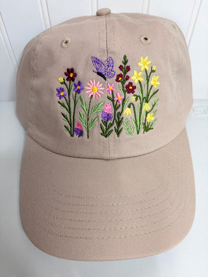 Floral Embroidered Dad Hat Unstructured Cotton Twill Adjustable Closure Casual Boho Wildflowers35 Gift