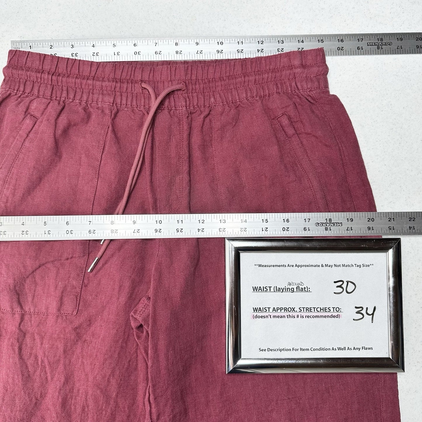 Athleta Pants Womens 6P Retreat Linen Wide Leg Maroon Coastal Beach Lagenlook