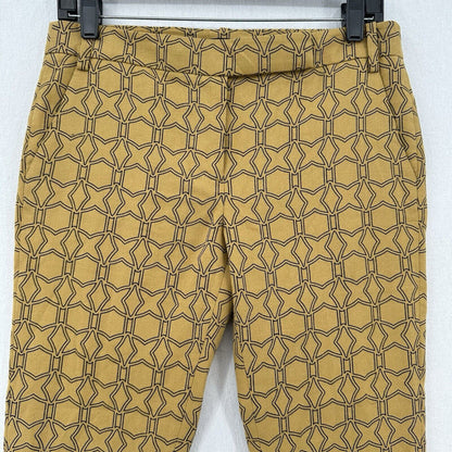 Tibi Pants Womens 2 Slim Crop Mustard Yellow Cotton Throwing Stars Career Preppy