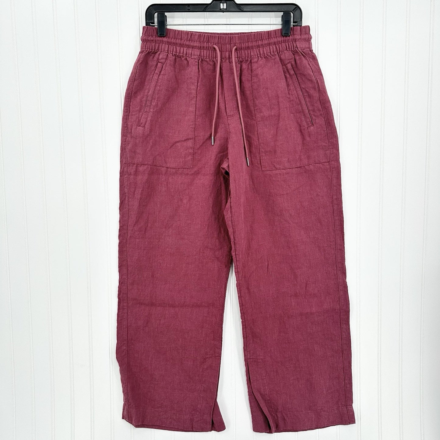 Athleta Pants Womens 6P Retreat Linen Wide Leg Maroon Coastal Beach Lagenlook