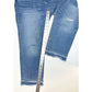 Chicos Jeans 2 US 12 So Slimming Girlfriend Slim Leg Crop Blue Denim Fray *Spot