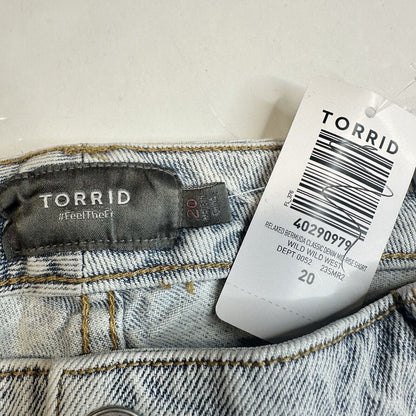 Torrid Shorts 20 Bermuda Relaxed Midrise Wild West Blue Denim Button Fly NEW