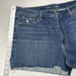 Old Navy Shorts Womens 18 OG Straight High Rise Blue Stretch Denim Jean Fray NEW