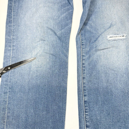Chicos Jeans 2 US 12 So Slimming Girlfriend Slim Leg Crop Blue Denim Fray *Spot