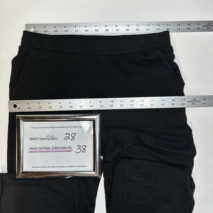 Monrow Pants Womens Small SuperSoft Straight Black Knit Pull On Split Hems Cozy