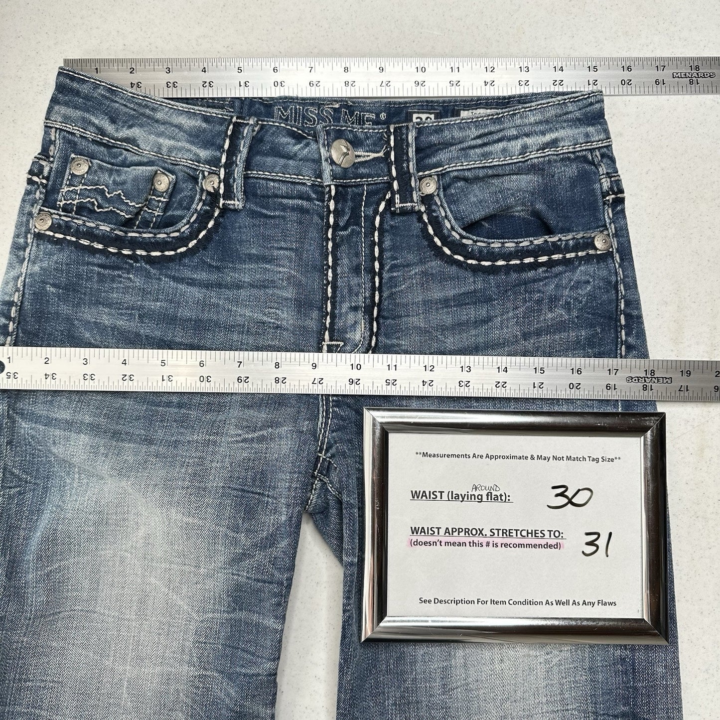 Miss Me Shorts Womens 28 Boyfriend Bermuda Blue Jean Denim Y2K Western Modest