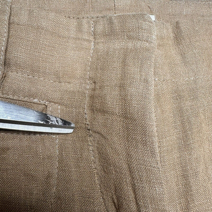 Vince Pants Womens 10 Linen Brown Wide Flare Trouser Relaxed Coastal Beach *Flaw