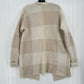 Toad Co Sweater Womens Small Cardigan Wool Blend Plaid Beige Cream Open Cozy