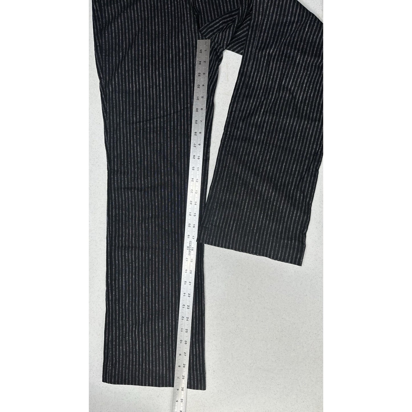 Sundance Pants Womens 6 Black Pinstripe Linen Cotton Coastal Contemporary