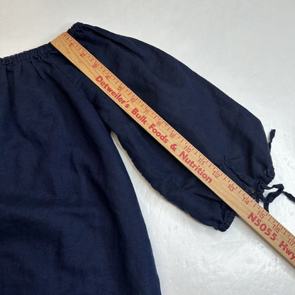 J Crew Dress Medium Navy Blue Linen Cotton Lightweight Womens Coastal Beachy