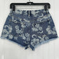 PlayBoy Pacsun Shorts Womens 27 Blue Jean Denim Fringe 90s Grunge Floral Bunny