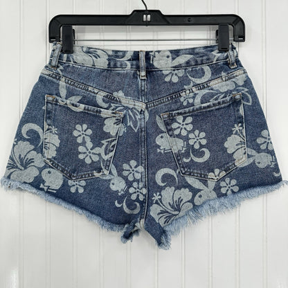 PlayBoy Pacsun Shorts Womens 27 Blue Jean Denim Fringe 90s Grunge Floral Bunny