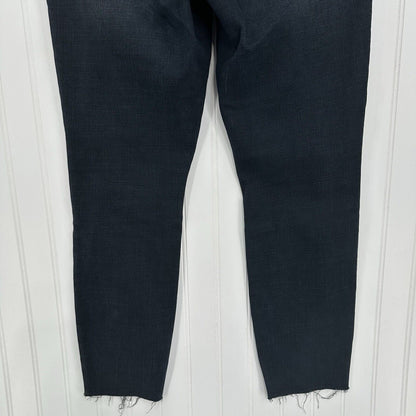 Good American Jeans Women 10 30 Good Waist Crop Skinny Ankle Blue Denim Fray EUC