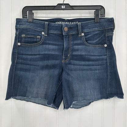 American Eagle Shorts Womens 12 Midi Blue Jean Denim Super Stretch Cut Off Fray