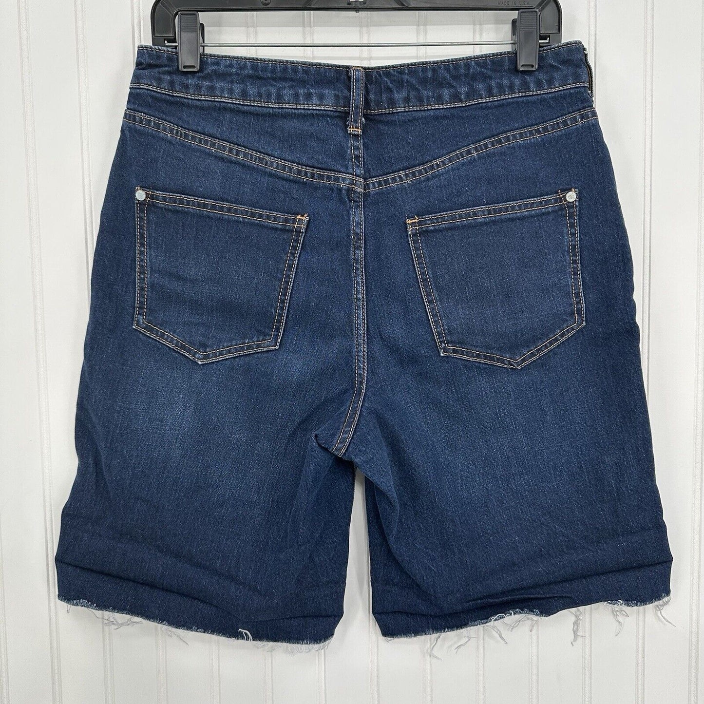 PILCRO Shorts Womens 29 Bermuda High Rise Blue Jean Denim Fray Anthropologie