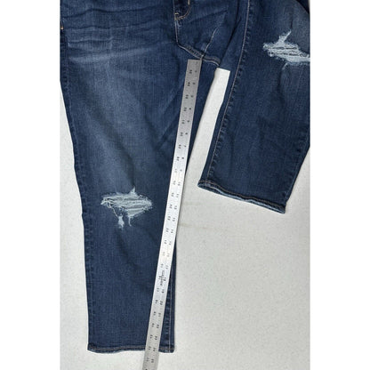 American Eagle Jeans Womens 20 Artist Crop Super Stretch Blue Denim Distress EUC