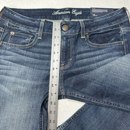 American Eagle Jeans Womens 10 Hipster Flare Denim Festival Western NEW *Defect