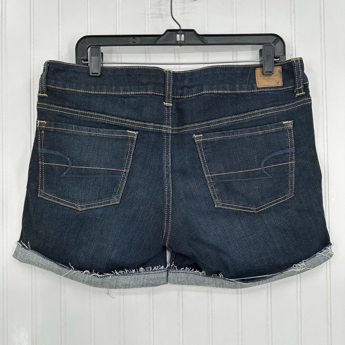 American Eagle Shorts Womens 12 Midi Blue Jean Denim Stretch Fray *35"Waist EUC