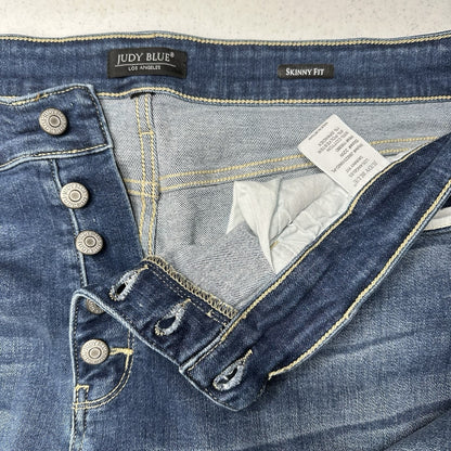 Judy Blue Jeans Womens 22W Skinny High Rise Blue Stretch Denim Button Fly