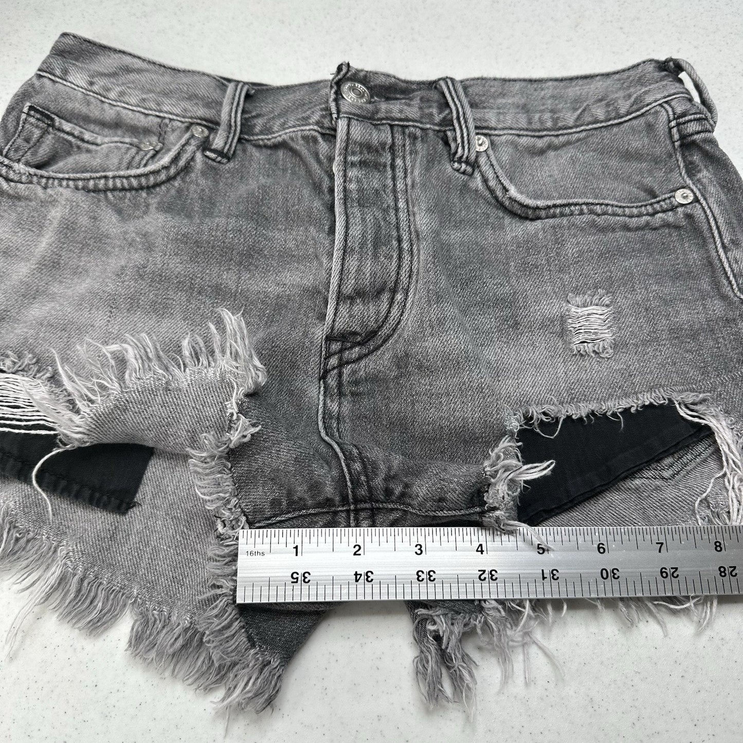 We The Free People Shorts Womens 26 Faded Gray Denim Button Fly Anthropologie