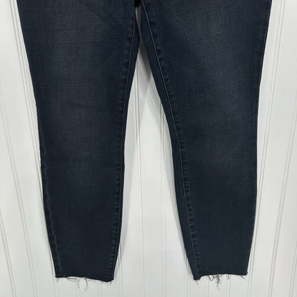 Good American Jeans Women 10 30 Good Waist Crop Skinny Ankle Blue Denim Fray EUC