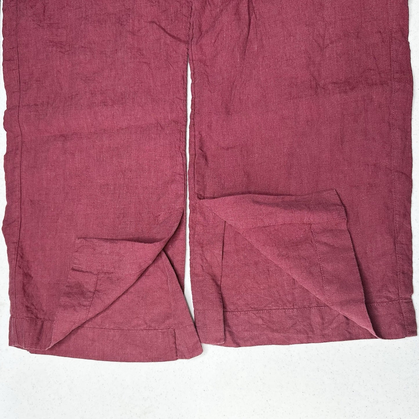 Athleta Pants Womens 6P Retreat Linen Wide Leg Maroon Coastal Beach Lagenlook