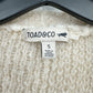 Toad Co Sweater Womens Small Cardigan Wool Blend Plaid Beige Cream Open Cozy