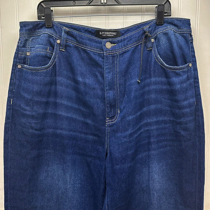 Liverpool Jeans 33/16 Womens Blue High Rise Straight Wide Denim Lightweight NEW