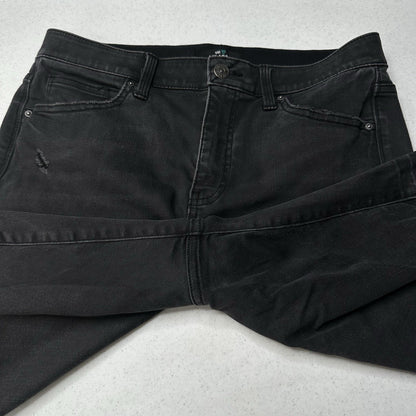 Lularoe Shorts 30 US 10 12 Skinny Bermuda Black Denim Tummy Panel DistressGrunge