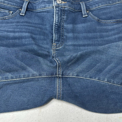 Chicos Jeans 2 US 12 So Slimming Girlfriend Slim Leg Crop Blue Fray Distressed