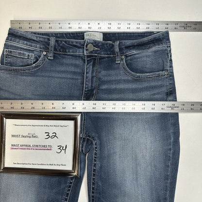BKE Jeans Womens 30 Gabby Capri Curvy Blue Stretch Denim Distress Cropped