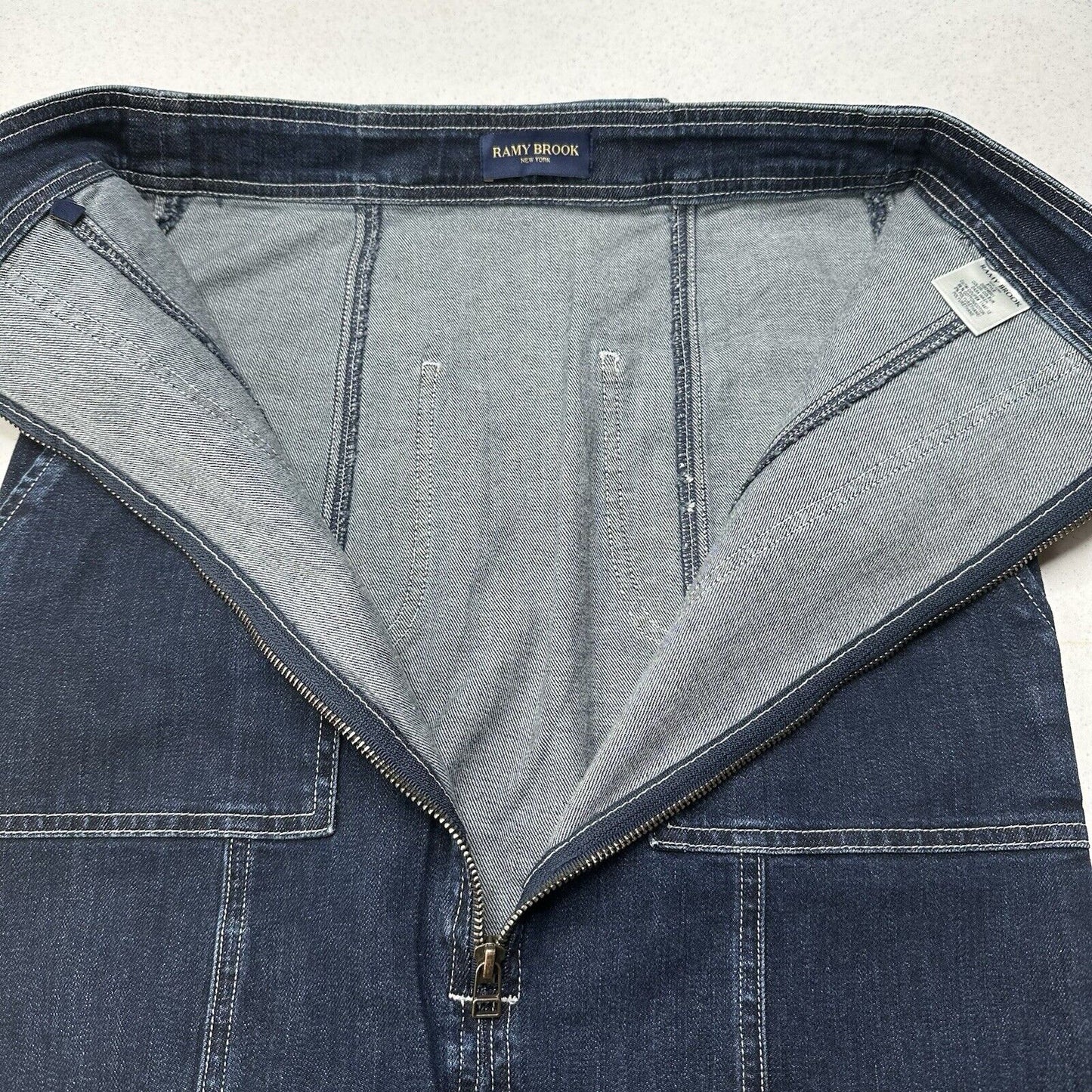 Ramy Brook Skirt Womens 26 Marietta Denim Blue Jean Midi Pencil Zipper Slit EUC
