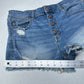 American Eagle Shorts 12 Hi Rise Shortie Stretch Blue Denim Distress Button Fly