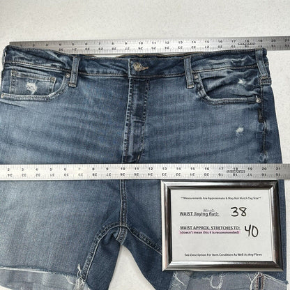 Silver Jean Shorts Womens 18 Sure Thing Long Short Blue Stretch Denim Bermuda