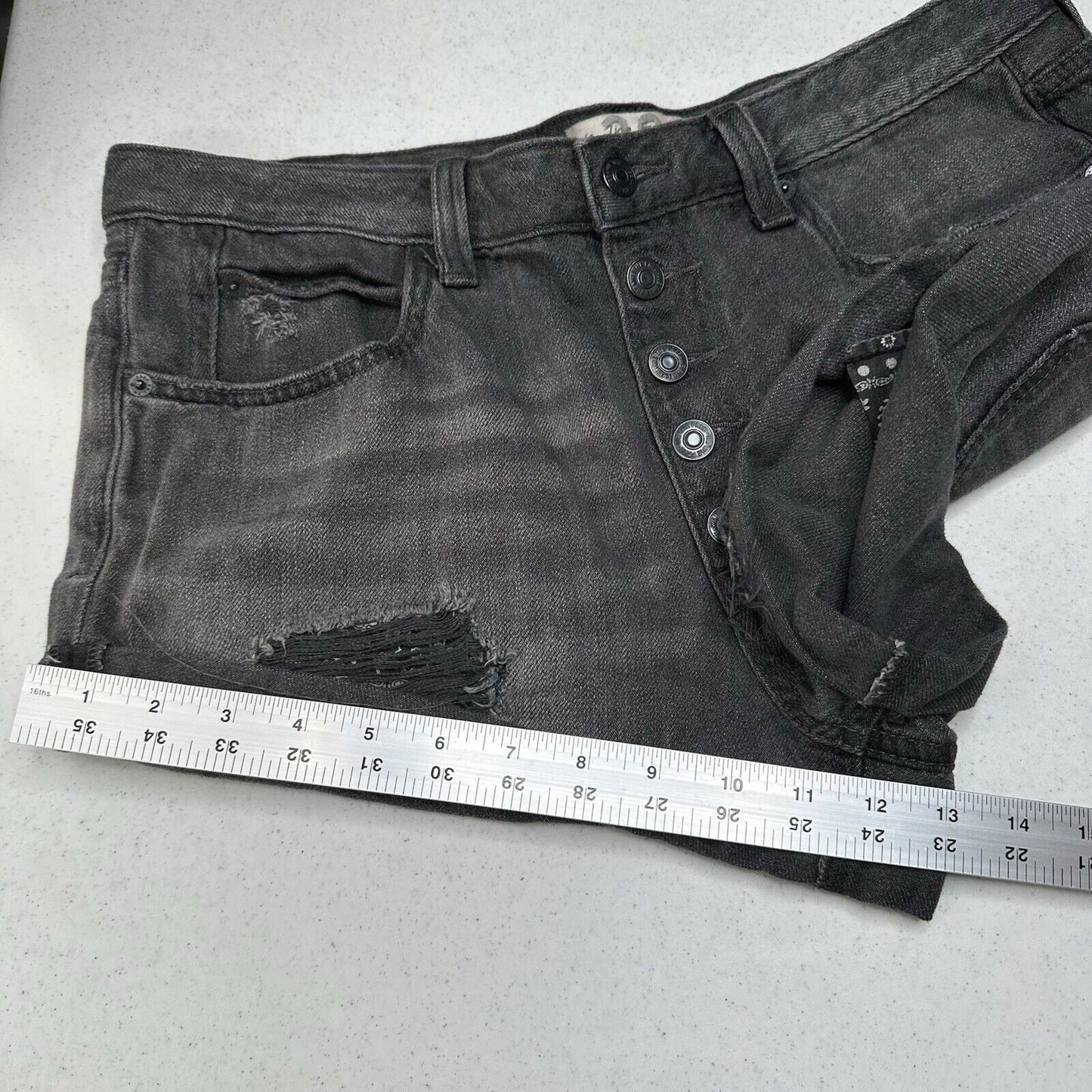 We The Free People Shorts Womens 30 Faded Black Denim Button Fly Anthropologie