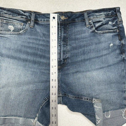 Silver Jean Shorts Womens 18 Sure Thing Long Short Blue Stretch Denim Bermuda