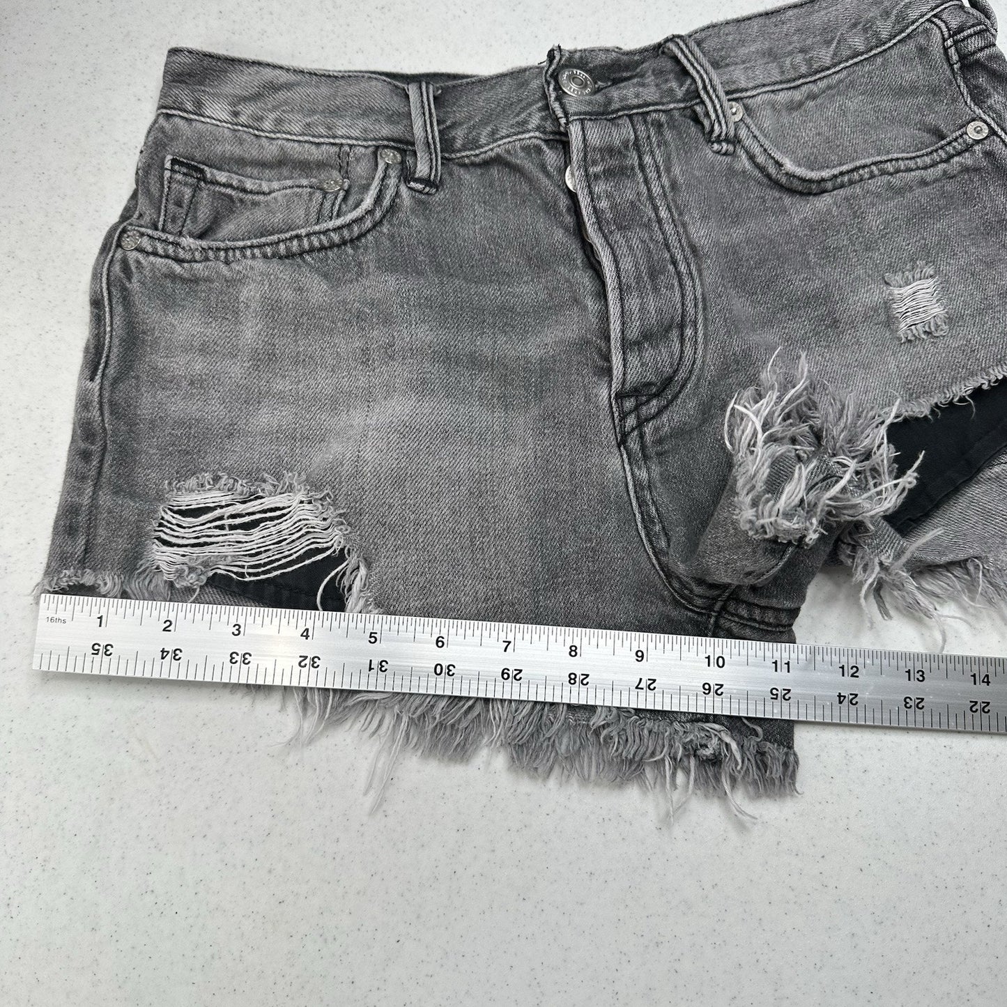 We The Free People Shorts Womens 26 Faded Gray Denim Button Fly Anthropologie