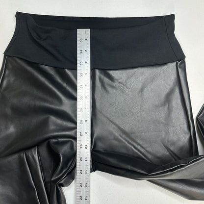 Spanx Leggings Womens Large Black Faux Leather Assets Pull On Pants Slimming EUC